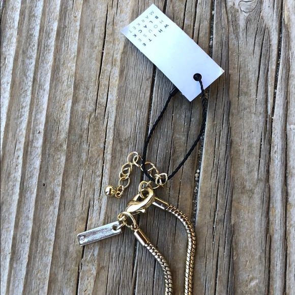 WHBM BNWT Pale Gold Tone Faux Pearl Geometric Tassel Necklace! - Picture 11 of 12